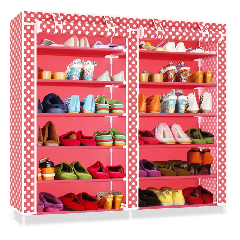Minimalist Shoe Rack Double Row 6 Layer Thicken Oxford Cloth Shoe Cabinet Dustproof Shoe Organizer Storage Furniture