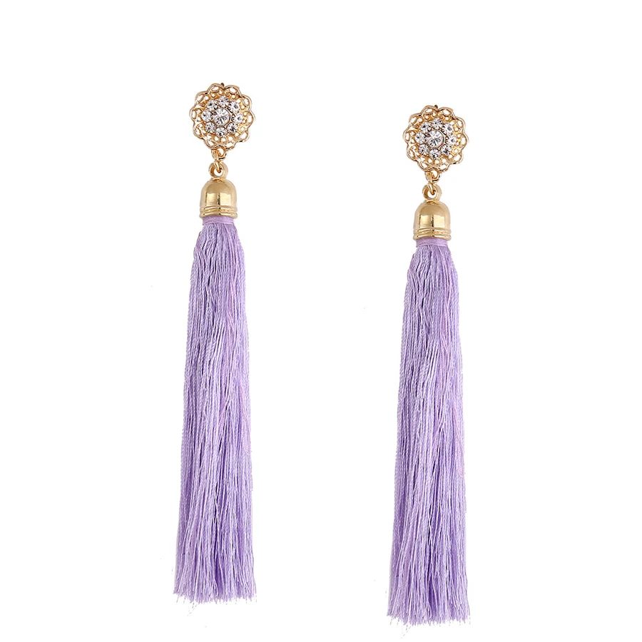 Meidi Long String Purple Tassel Braided Rope Bohemia Earrings For Women Earings Set Fashion Jewelry Multicolor Brincos | Украшения и