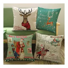 Рождественская Декоративная Наволочка на подушку в стиле ретро с изображением Санта Клауса, оленей, рождественский подарок, наволочка, снежинка, диванные ЗАДНИЕ подушки