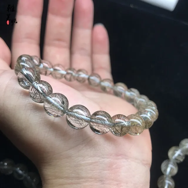 

Top Quality Natural Silver Rutilated Quartz Crystal Round Beads Bracelets Brazil Women Man 7mm 8mm 9mm 10mm 12mm 14mm 15mm AAAAA