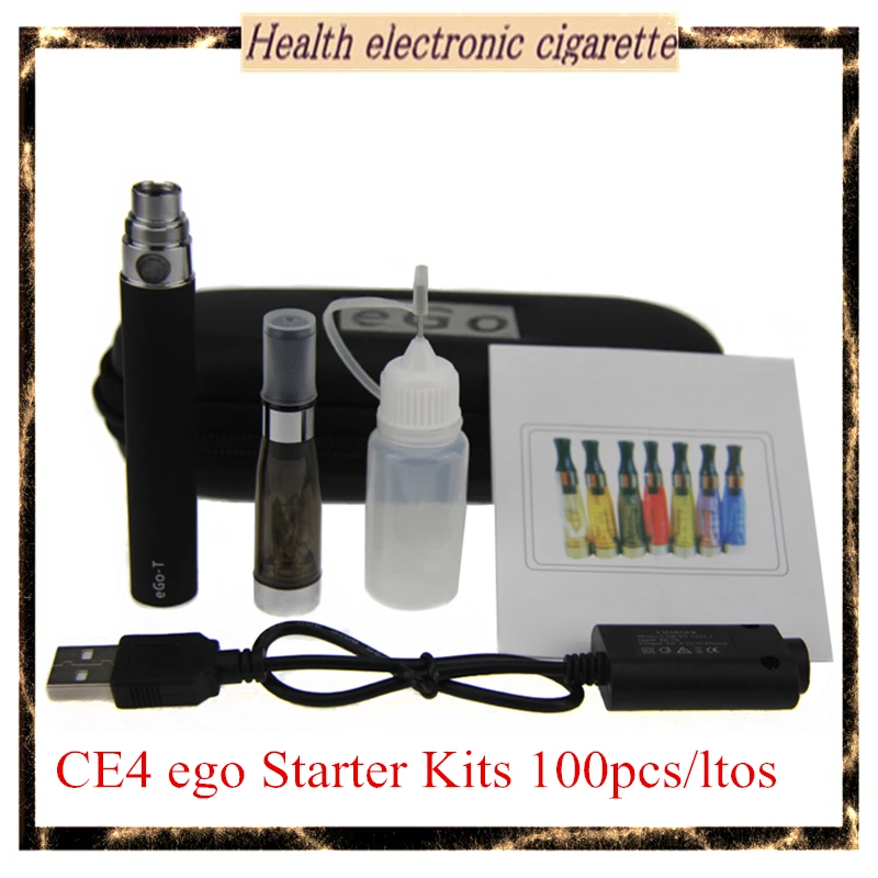 100 pcs/lots eGo CE4 E cigs Starter Kits eGo T Battery 650mah 900mah 1100mah CE4 Atomizer Electronic Cigarettes Zipper Case