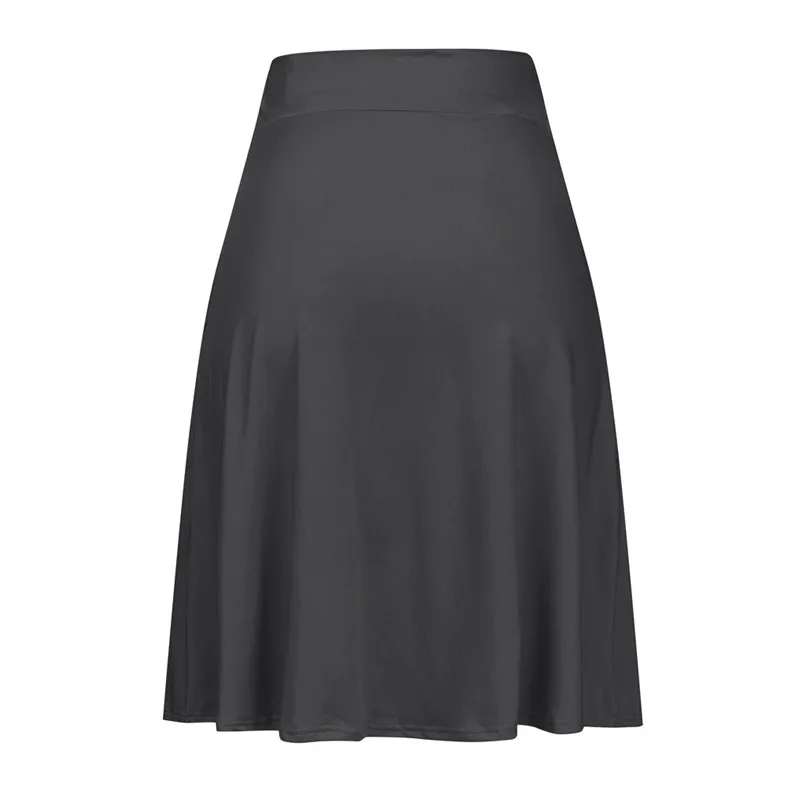 S-XXL Women Basic Solid Stretch Elastic High Waist Flare Pockets A Line Skirts Milk Fiber Thin Women Girls Short Skirts 35AP24 (4)