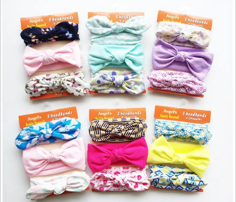 

3PCS Baby Girls Headband Bowknot Flower Hair Band Accessories Baby headdress Cotton Headwear kid headband hair Set Accessories