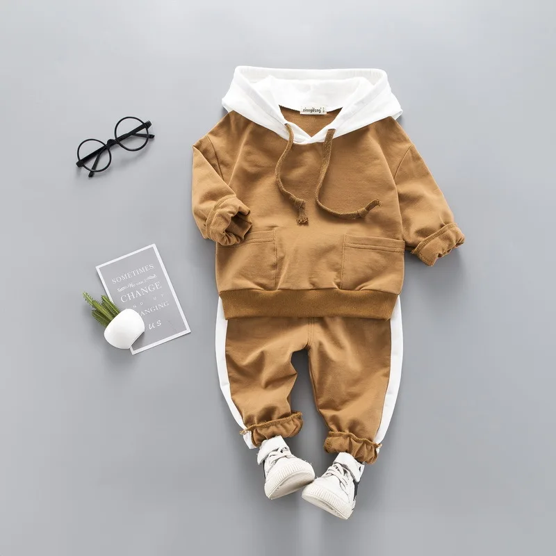Одежда для детей; осенне-зимняя одежда для маленьких мальчиков; повседневная одежда из 2 предметов; детская одежда; костюм для мальчиков; комплекты одежды; От 1 до 4 лет - Цвет: Brown