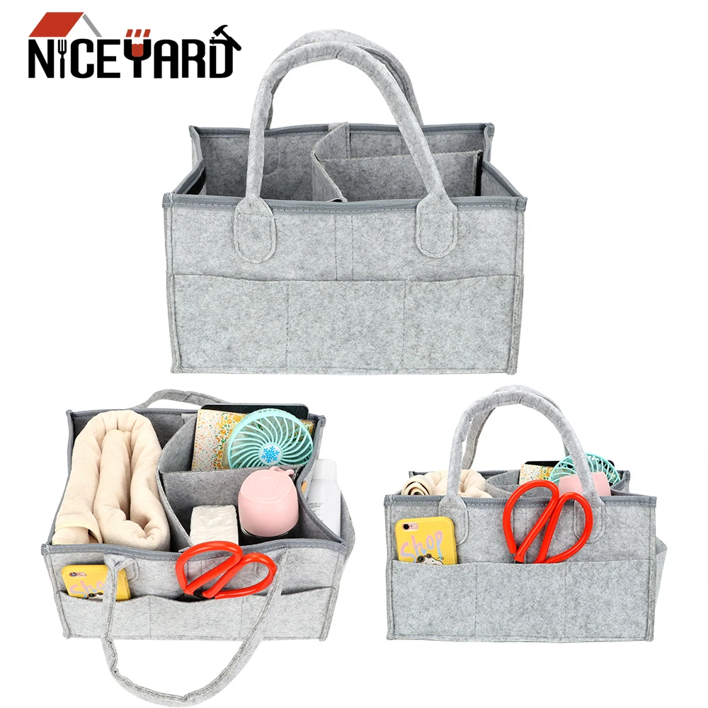 

NICEYARD High capacity Foldable Felt Storage Bag for Car Travel Felt material Handbag Storage Bag Portable Baby Diaper Organiser