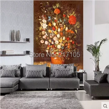 

Free shipping large custom murals porch to the sitting room TV setting wall paper wallpaper painting flowers