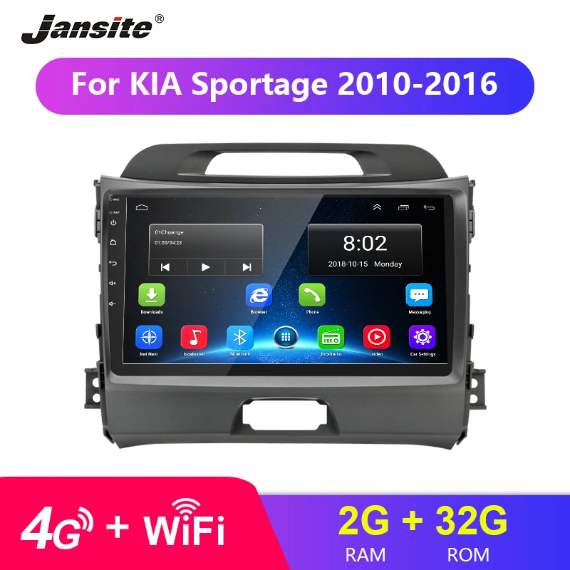

Jansite 9" Android Car Radio For KIA Sportage 2010-2016 Touch screen GPS Wifi Android 8.1 2G+32G radio players NO DVD with frame