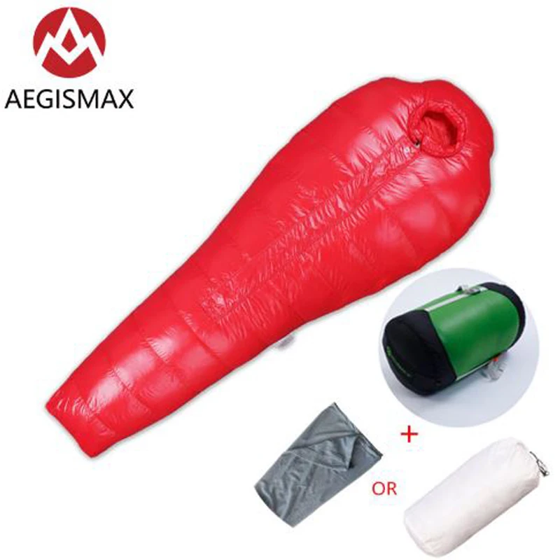 AEGISMAX A800/A1000 серии открытый кемпинг супер гусиный пух утолщаются держать теплый Мумия спальный мешок