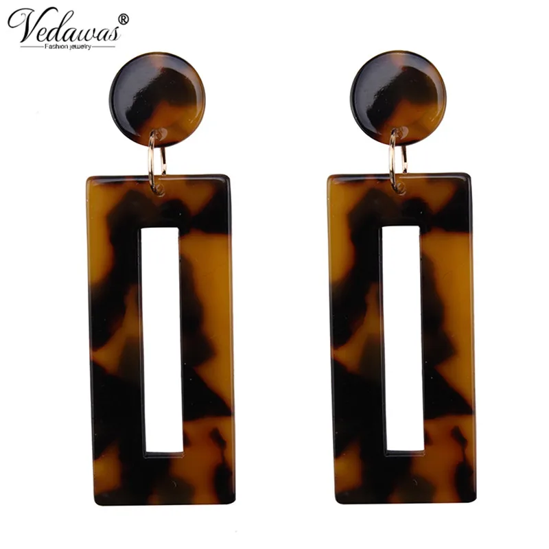 

Vedawas Fashion Geometric Square Acrylic Drop Earrings Highlight Personality Statement Party Jewelry Earrings for Women xg997