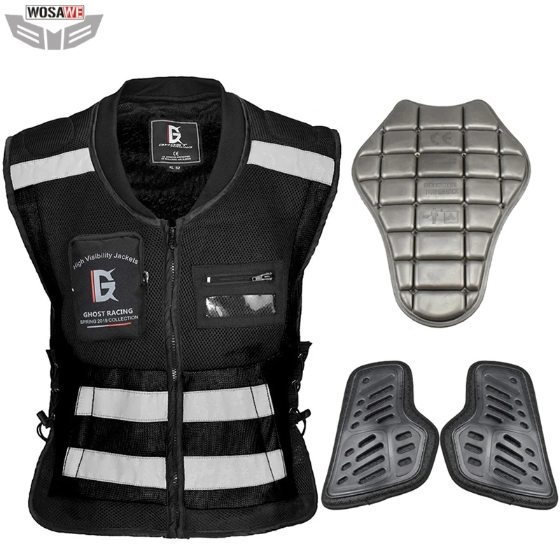 

Motorcycle High Visibility Security Reflective Vest Pockets Design Reflective Vest Motocross Racing off-road Safety Body Armor