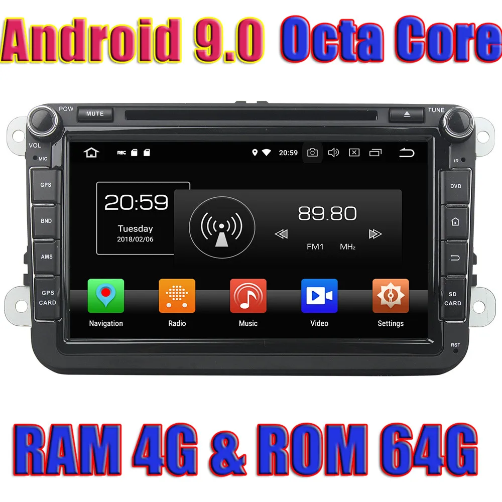 DVD-плеер wanобычно на Android 9 0 для VW Magotan/Caddy/Passat/ Sagitar/Tiguan/Touran/ Jetta/Seat/CC/Polo GPS-навигация