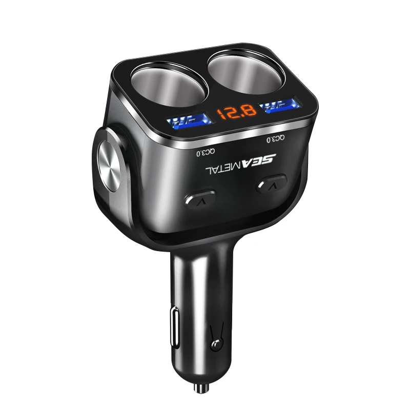 SEAMETAL 6.8A Dual USB Автомобильное зарядное устройство 2 порта ЖК-дисплей 12-30 в прикуриватель быстрое автомобильное зарядное устройство адаптер питания автомобильный Стайлинг - Название цвета: Черный