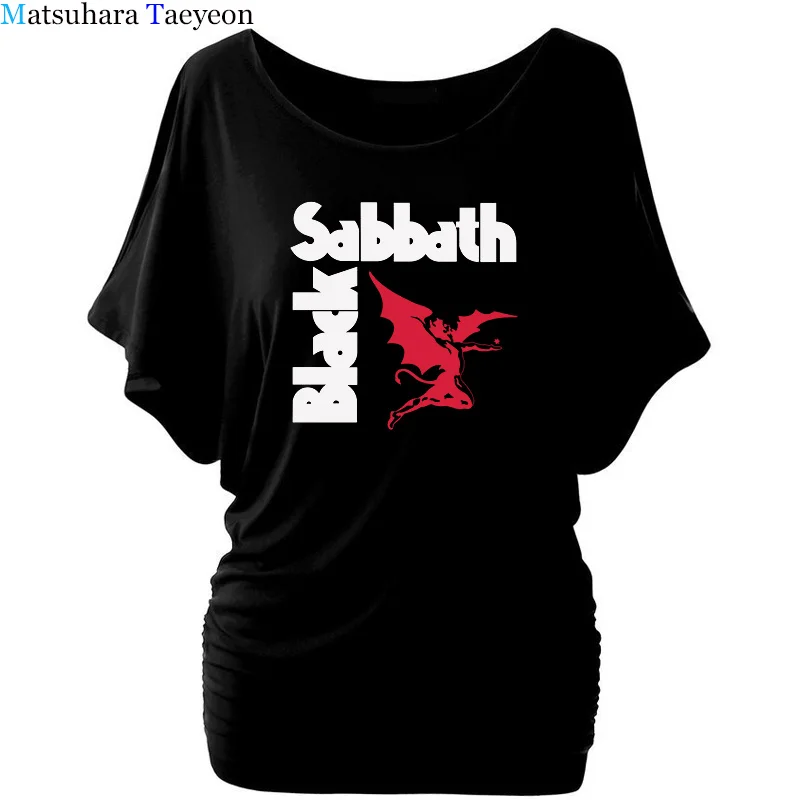 

Fashion Black Sabbath T Shirt Women Heavy Metal Rock Band Casual T Shirt Batwing Sleeve Cotton Clothing Tees Top T157
