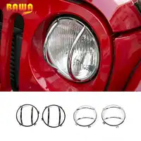 BAWA Front Head Light Cover for Jeep Wrangler JK 2007-2017 Metal Lamp Hoods Car Accessories Decoration