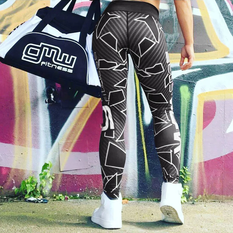 

European American Fashion Style Print Running Gym Fitness Workout Leggings Elastic Quick Dry Pants