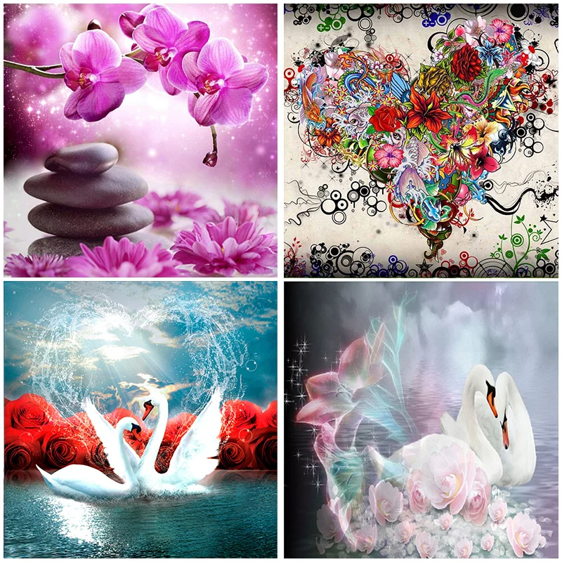 

Swan Flower Wall Decorations 5D Diamond Painting Arts Craft Kits Gifts Full Square Drill Embroidered Cross Stitch Home Set