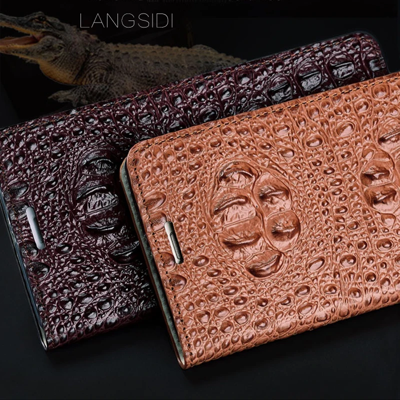 LANGSIDI кошелек из натуральной кожи оптом для huawei p30 lite чехол с крокодиловой текстурой для p30 pro ручной работы чехол для телефона