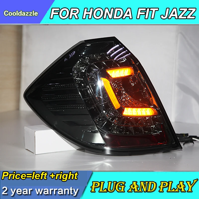 Для Honda Fit Jazz светодиодный задний фонарь Хэтчбек 2009 2010 2011 2012 год дымовые черные задние фонари задний фонарь стояночный сигнал поворота