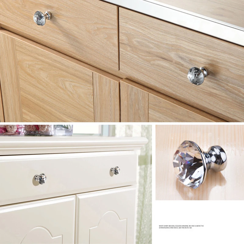 30mm Kitchen Cabinet Handles Diamond Shape Design Crystal Glass Knobs Cupboard Pulls Drawer Knobs Furniture Handle Hardware Furniture Handles Kitchen Door Handles