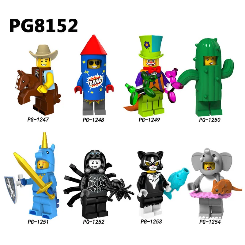 

SingleSale cowboy Fireworks boy Circus troupe clown Cactus girl Unicorn boy Catwoman Elephant girl Toys minifigured legoe PG8152