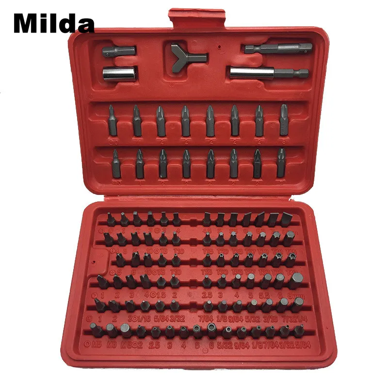Milda 100pcs/set Professional Drill Bits Set Sturdy Chrome Vanadium