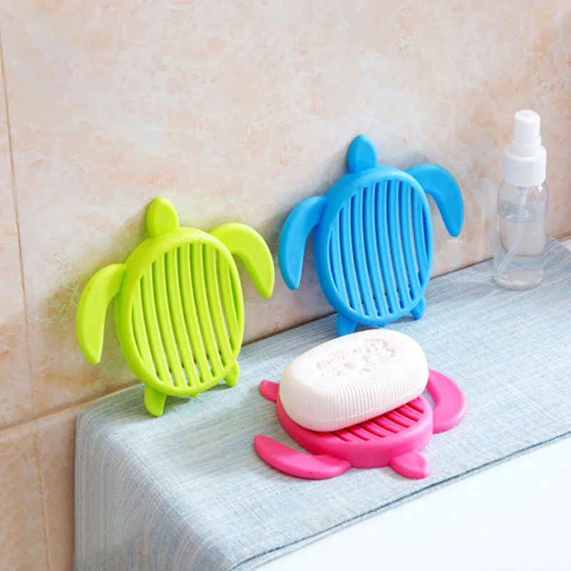 

100pcs/lot Tortoise shape Plastic Home travel Soap Dishes soap holder soap box with Cover bathroom set Soap Dish