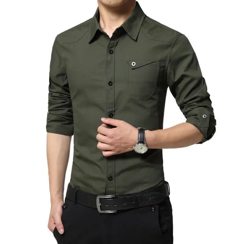 Prix LiSENBAO Plus Taille M 5XL Haute qualité D été hommes uniforme militaire de style hommes Casual chemise à manches longues loisirs Chemise Décontractée hommes