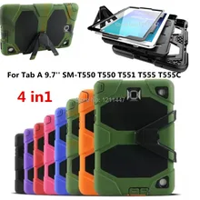 Для Samsung Galaxy Tab A 9," T550 T555 роскошный противоударный бронированный Жесткий Чехол-подставка чехол для планшета защитный чехол с Bulit в пленка для передней панели