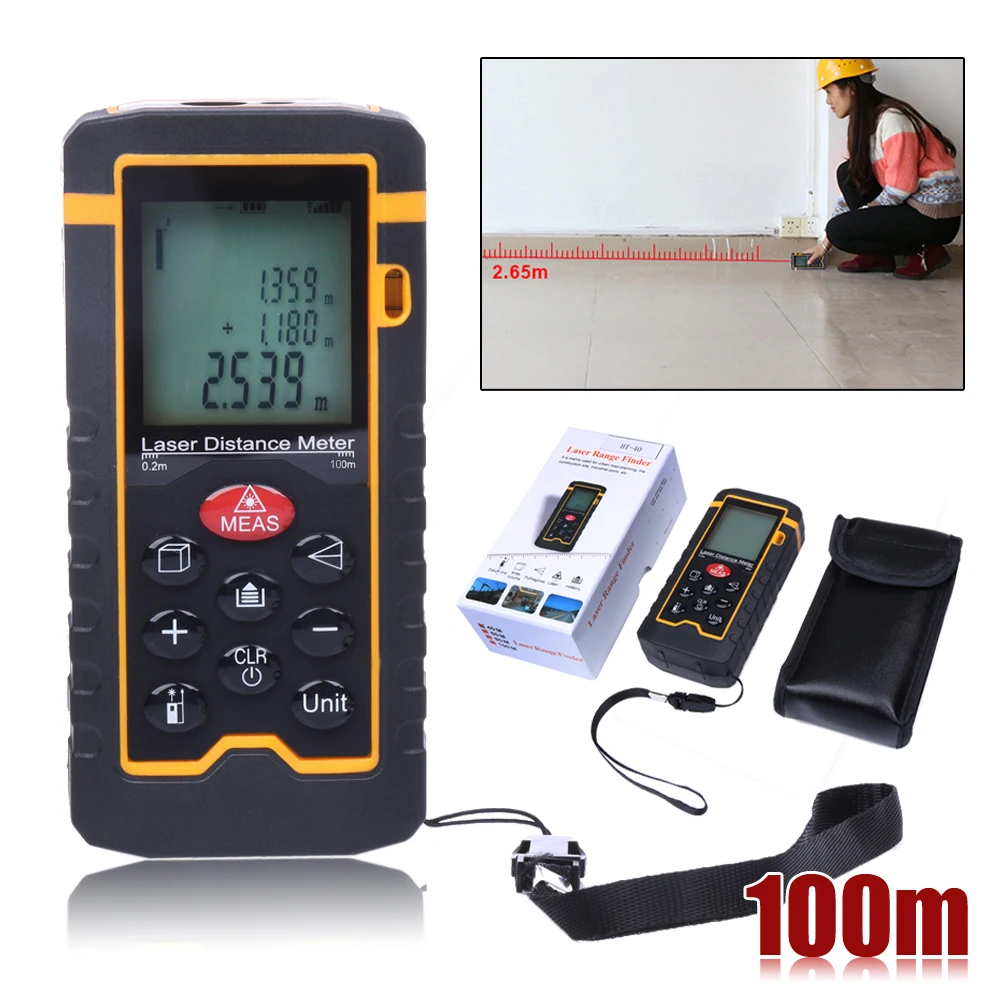 

100M/328ft Laser Distance Meter Range Finder Measure Diastimeter Handheld Range Finder Tape Measuring Device