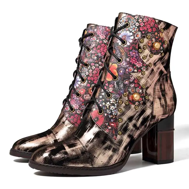 Socofy/ботинки на высоком каблуке; сезон осень-зима; женская обувь; женские винтажные ботильоны из овечьей кожи; женская обувь на молнии в стиле ретро; новые ботиночки