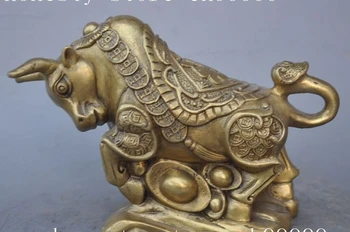 

chinese folk fengshui brass wealth yuanbao money Stock Market Oxen Bull statue
