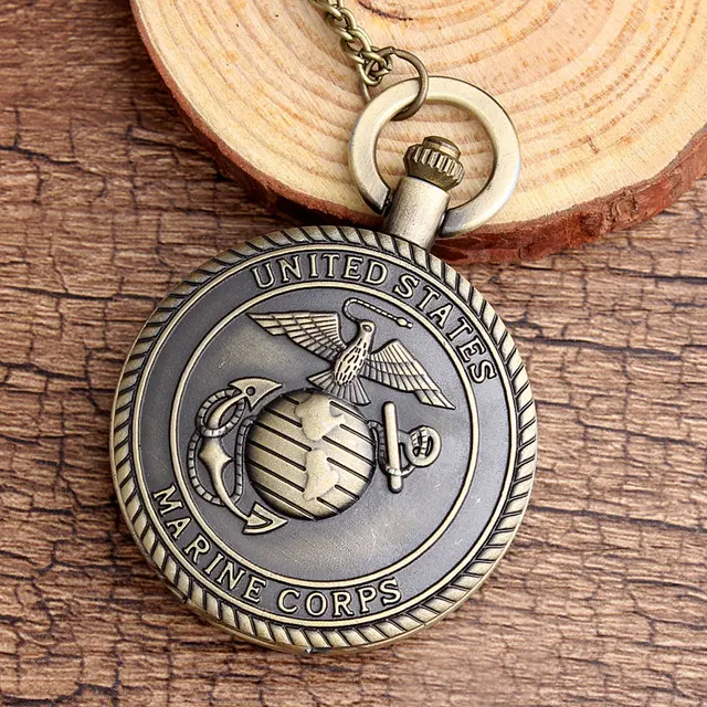Vintage Bronze United States Marine Corps Navy Air Force Quartz Antique Pocket W Vintage Bronze United States Marine Corps Navy Air Force Quartz Antique Pocket W