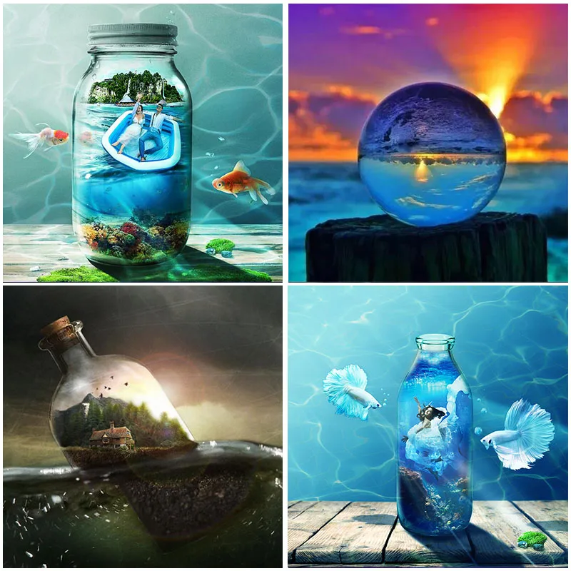 

Fantasy Glass Bottle Landscape Embroidery 5D Diamond Painting Full Square Drill Home Wall Decorations Gifts Mosaic Cross Stitch