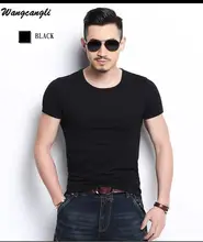 Wangcangli Brand Cotton Solid Color New 2017 Summer combat shirt T-shirt Fashion Short sleeved casual real madrid t shirt men