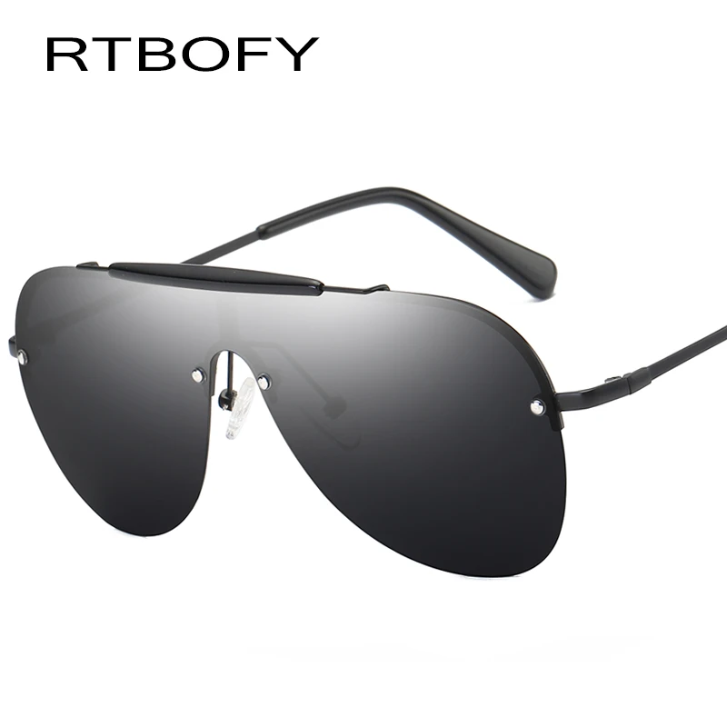 Rtbofy Retro Half Frame Sunglasses Men Polarized Driving Glasses Black Frame Eyewear Male Sun