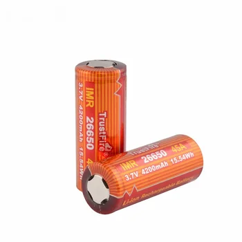

TrustFire IMR26650 45A 3.7V 4200mAh 15.54Wh High Drain Li-ion Rechargeable Battery (1 Pair)
