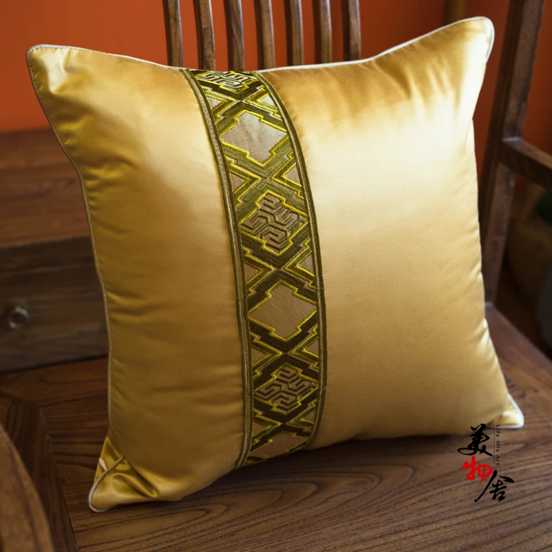 

Freeshipping Pillow Case Golden Back Shape Stripe Wedding Room Sofa Chair Bedding Hotel Decorative Cushion Cover Pillowslip