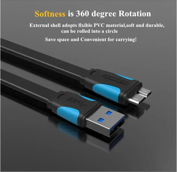 Vention Супер Скоростной USB 3,0 A к Micro-B кабель передачи данных для портативного жесткого диска Galaxy Note3 Galaxy S5