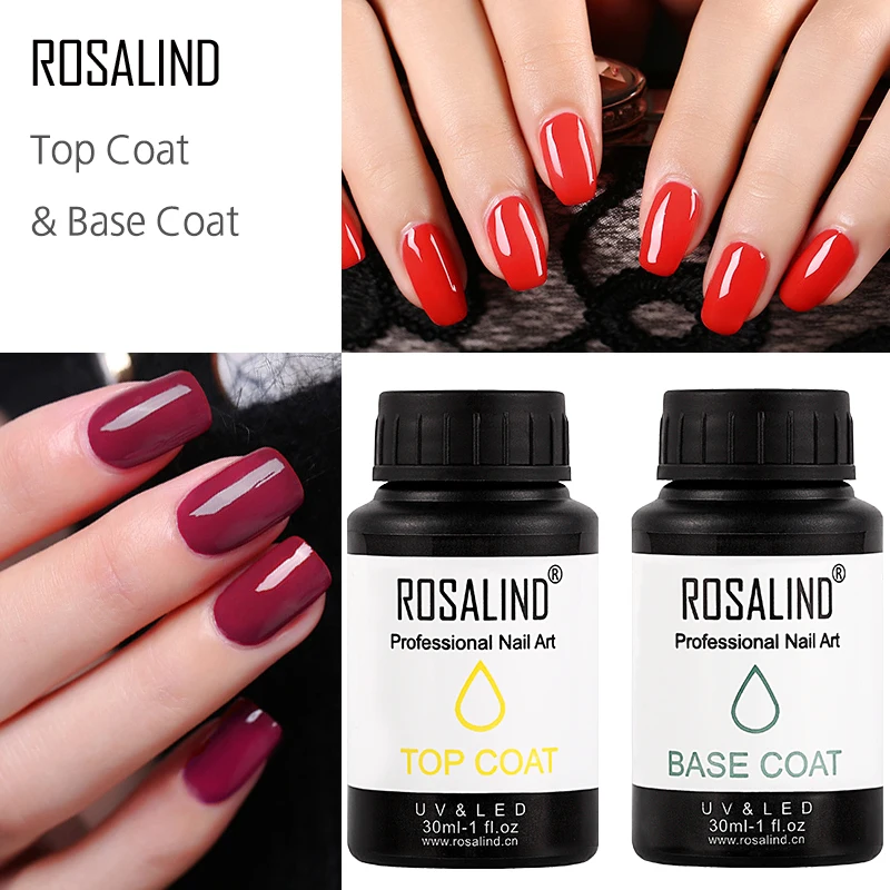 ROSALIND 30 мл Top & Base Coat Высокое качество ногтей Книги по искусству гель лак УФ