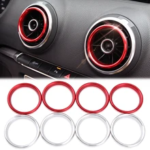 4 pces liga de alumínio tomada de ar, instrumentos, tomada de ar capa adesivo decoração anel adequado para audi a3 s3 2013-2016/q2