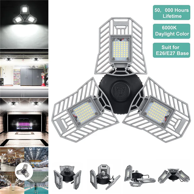 

High Power E27 60W Deformable High Bay LED Light Industrial Warehouse Work Mining Lamp Ceiling Light Bulbs CRI 80 AC220V 6500K