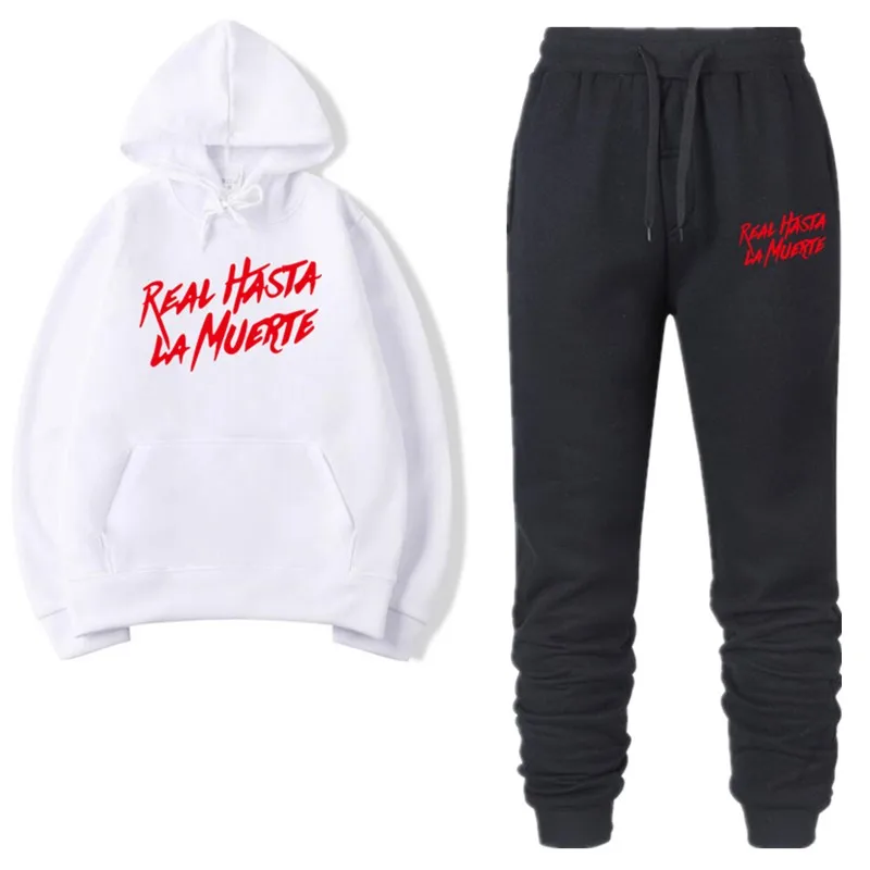 

New hot sale Real Hasta La Muerte two-piece fashion hoodie sportswear men's autumn men's brand clothing hoodie + pants suit