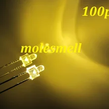 100 шт 2 мм круглый теплый белый прозрачный 12000MCD светодиодный яркий белый светодиодный светильник s