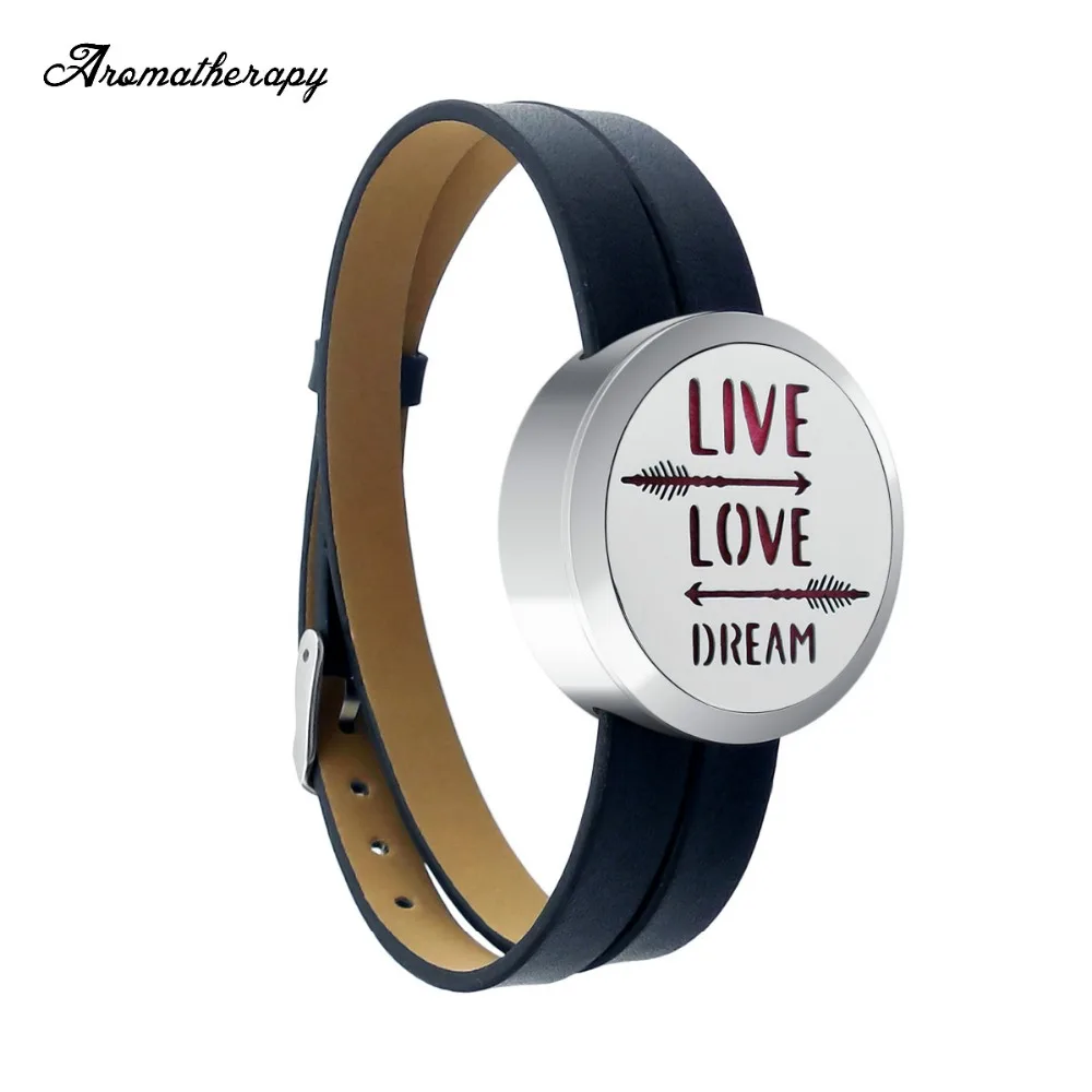 

Screw locket diffuser bracelet Essential Oil Diffuser double strap leather Bracelet with free pads