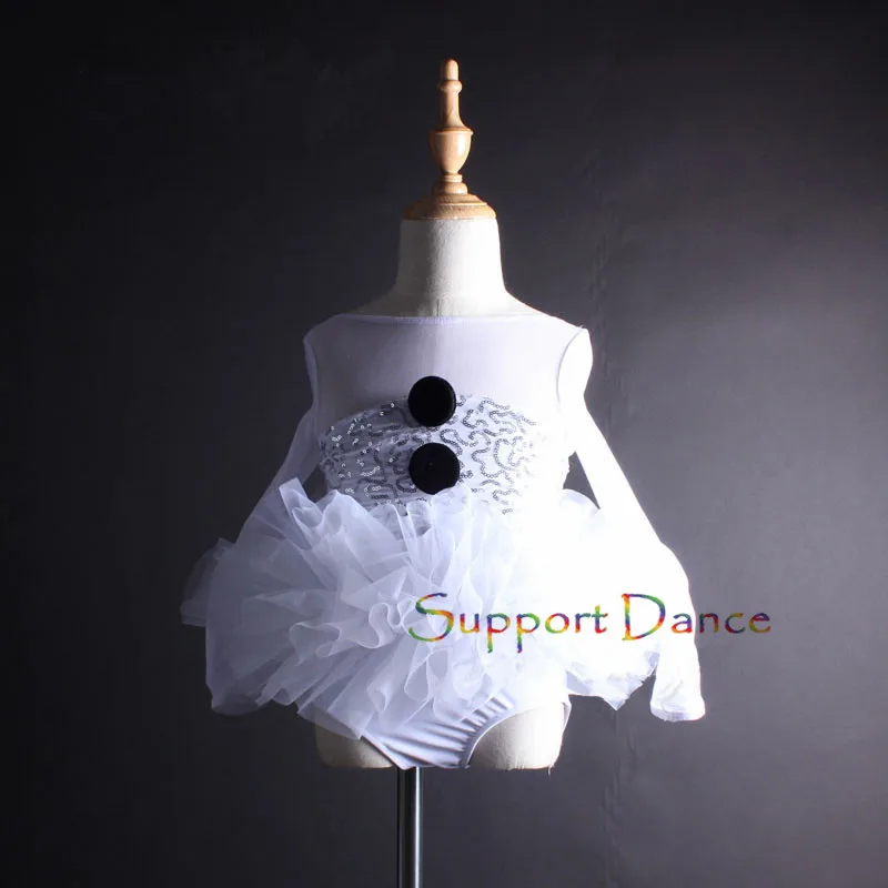

Mesh White Sequin Ballet Tutu Dress Children Adult Long Sleeve Performance Costume Support Dance C263