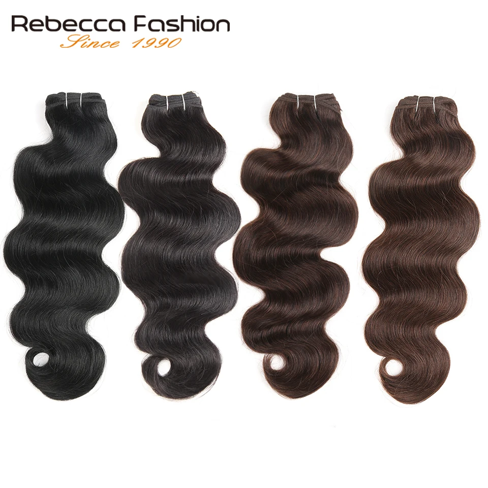 Rebecca Double Drawn Hair 113g Remy Brazilian Body Wave Human Hair Bundles P4/27 P1B/30 P4/30 Ombre Red Brown Black Colors
