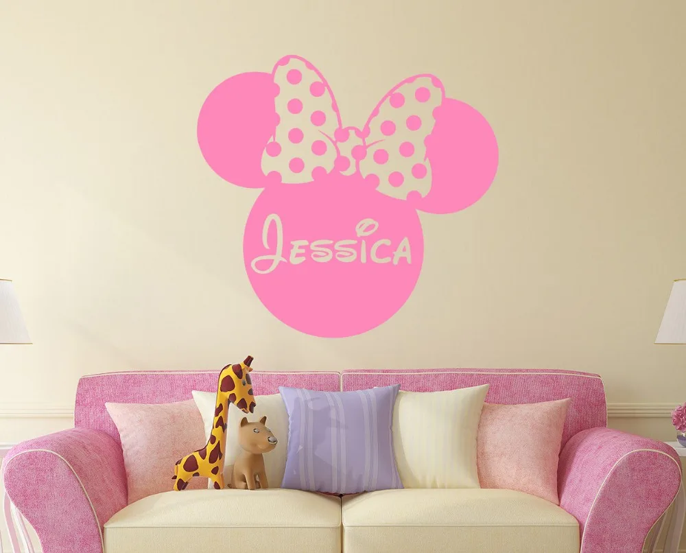 Mickey Mouse Minnie Personalized Custom Girl Name Vinyl Mural Wall