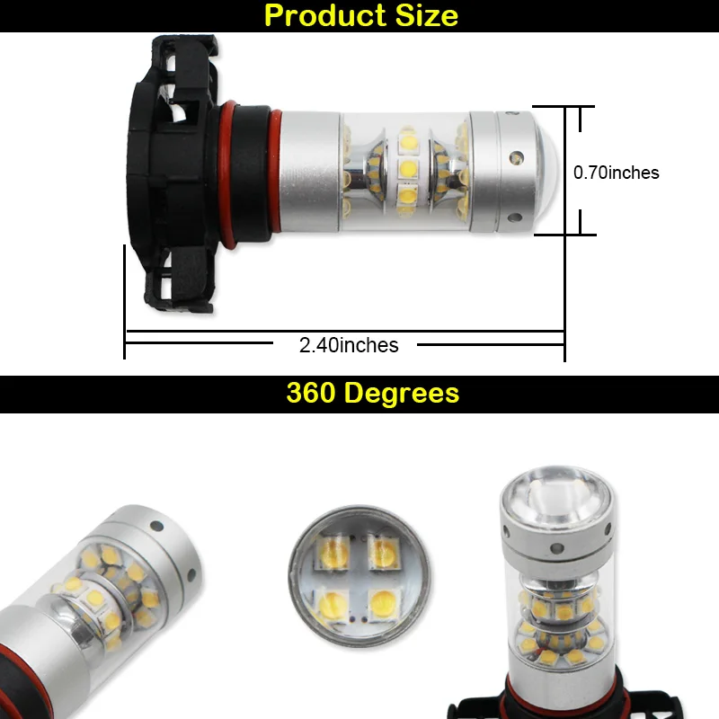 iJDM Auto PSX24W LED 28SMD 5200S 5202 LED 12V White Red yellow Replacement Bulbs For-up Jeep Compass Daytime Running Lights