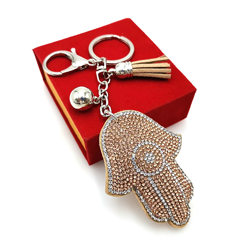 

YD&YDBZ Keychain Leather Tassel Gold Key Holder Metal Crystal Key Chain Keyring Charm Bag Auto Pendant Gift Wholesale Price