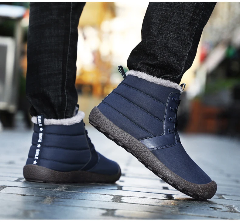 YWEEN/ ; мужские ботинки; Зимняя мужская обувь; теплые зимние ботинки на меху с плюшевой подкладкой; нескользящая подошва; водонепроницаемые черные ботинки для мужчин